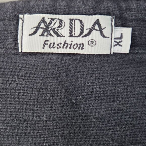 Vintage Arda Black Traditional Chinese Dragon Embroidered Toggle Front Shirt XL - Picture 5 of 6